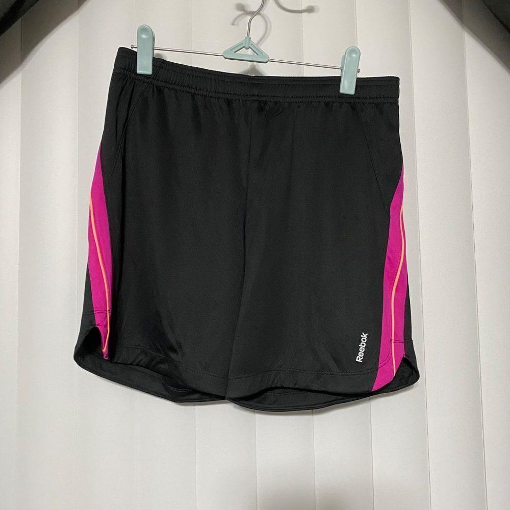 Reebok black/pink striped sides athletic shorts